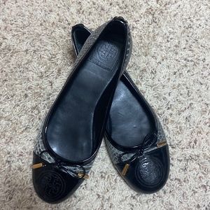 Tory Burch Snakeskin and Patent Ballet Flats